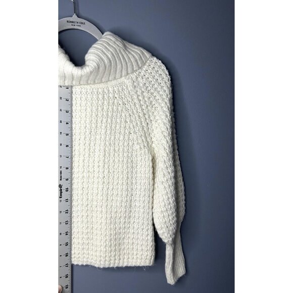 Express Sweater Womens XS White Cowl Neck Chunky Knit Soft Balloon Bishop Sleeve - Picture 9 of 14